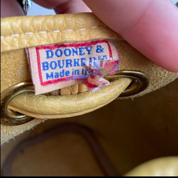 Dooney and Bourke AWL leather Palomino Yellow mini drawstring bucket bag purse - Picture 14 of 16